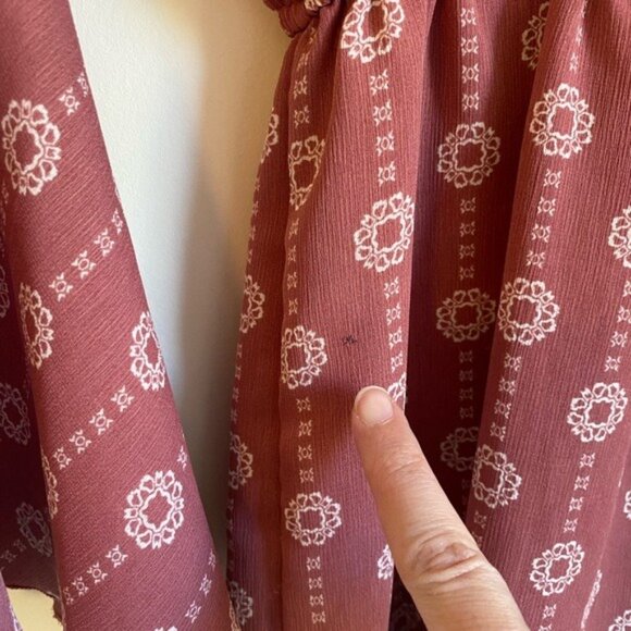 Boho Chic Mauve Wrap Bell Sleeve Romper With Elastic Waist Size M - Picture 8 of 9